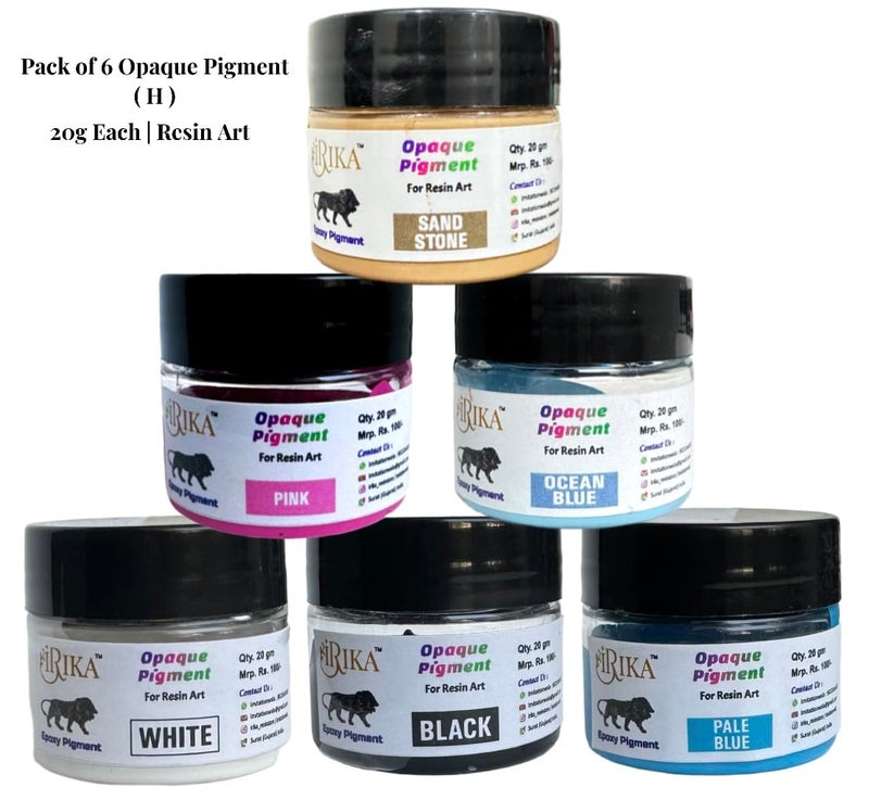 IRIKA Opaque Paste Pigment Resin Art Pigment Set - 6 Colors, 20g Each (Sand Stone, Black, White, Ocean Blue, Pale Blue, Pink) - Image 4