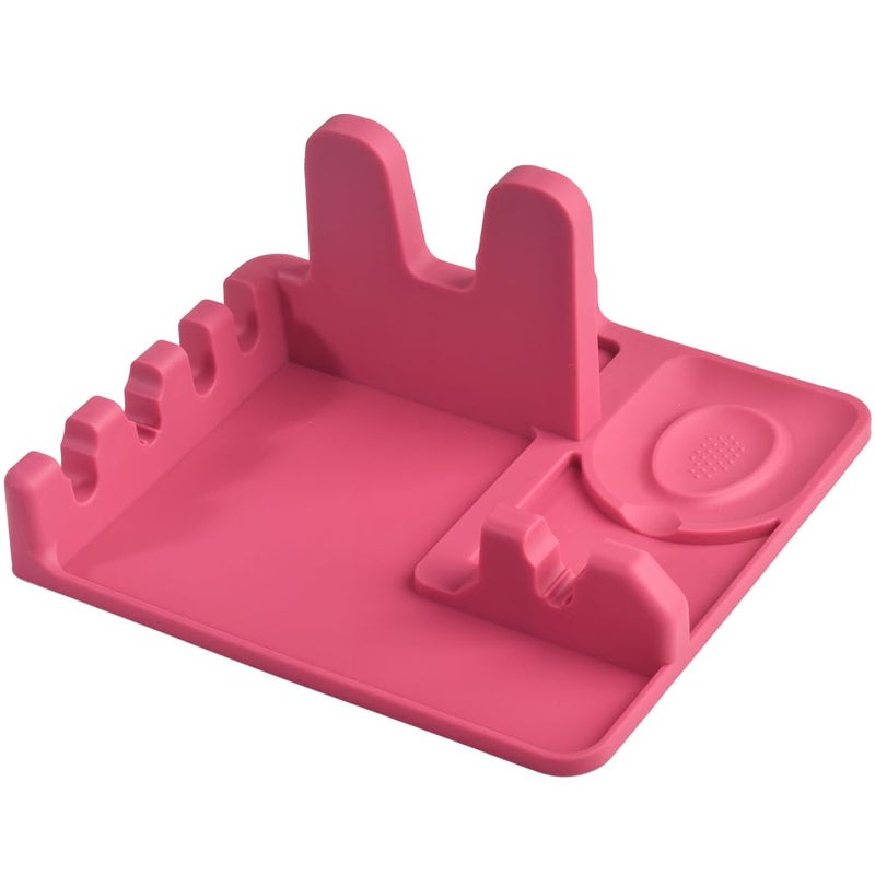 Cozihom Silicone Spoon Rest and Pot Lid Holder Stand for Kitchen Counter Top, Ladle/Spatula/Spoon/Tongs Holder, Food Grade Silicone, Heat Resistant, Anti-slip BPA-Free, Red - Image 1