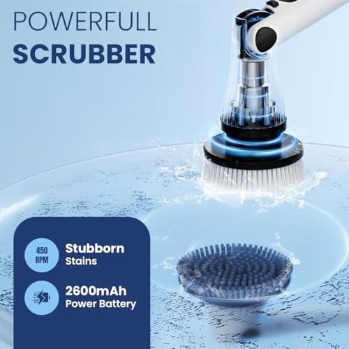 Goodscity Electric Ultra Flexi Spin Scrubber, Cordless Cleaning Brush for Home, Kitchen, Bathroom,Window, Tiles, Car| 4 Angles| Adjustable SS Handle |Type-C Charging | Grey|GC-231 - Image 3