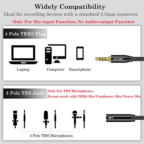 DUKABEL DC4 3.5mm TRS to TRRS Adapter Cable, Microphone Audio Adapter, TRS Female to TRRS Male Converter for Smartphone, PS4, Tablet, Laptop - Image 2