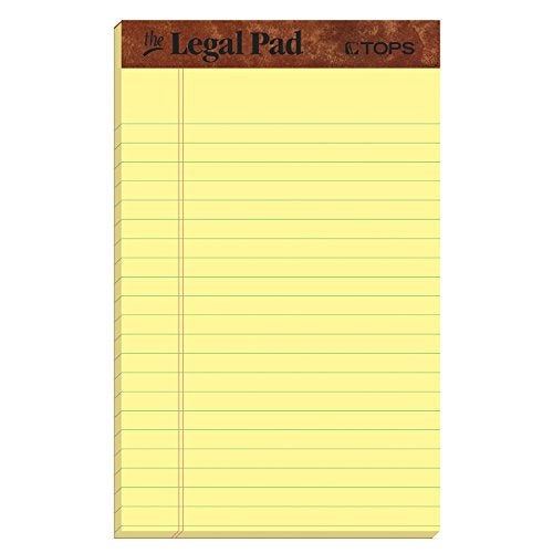 TOPS The Legal Pad Writing Pads, 5" x 8", Jr. Legal Rule, Canary Paper, 50 Sheets, 5 Pack (75017) - Image 1