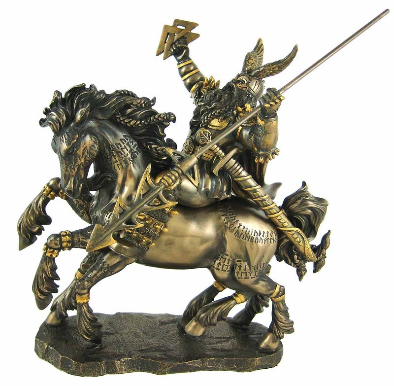 Pacific Giftware Norse God Odin Bronze Finish Statue Pagan Viking - Image 1