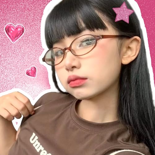 SODQW Fashion Fake Glasses Oval Y2k Eyewear Frame Anti Blue Light Trendy Glasses for Women Clear Cosplay Glasses - Image 2