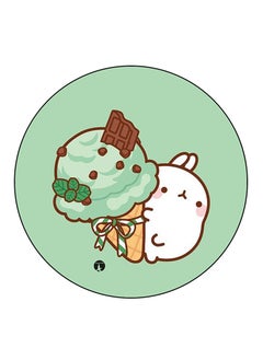 Rabbit Printed Mouse Pad  Round  Multicolour