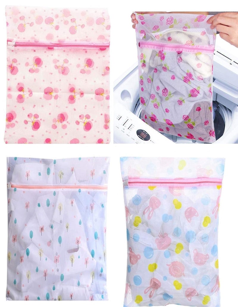 Funeiko Funeiko Microfiber Mesh Laundry Clothes Washing Bag Basket LaundryWashing Mesh Net Zipped 40X50 CM Pack of 4  - Image 1