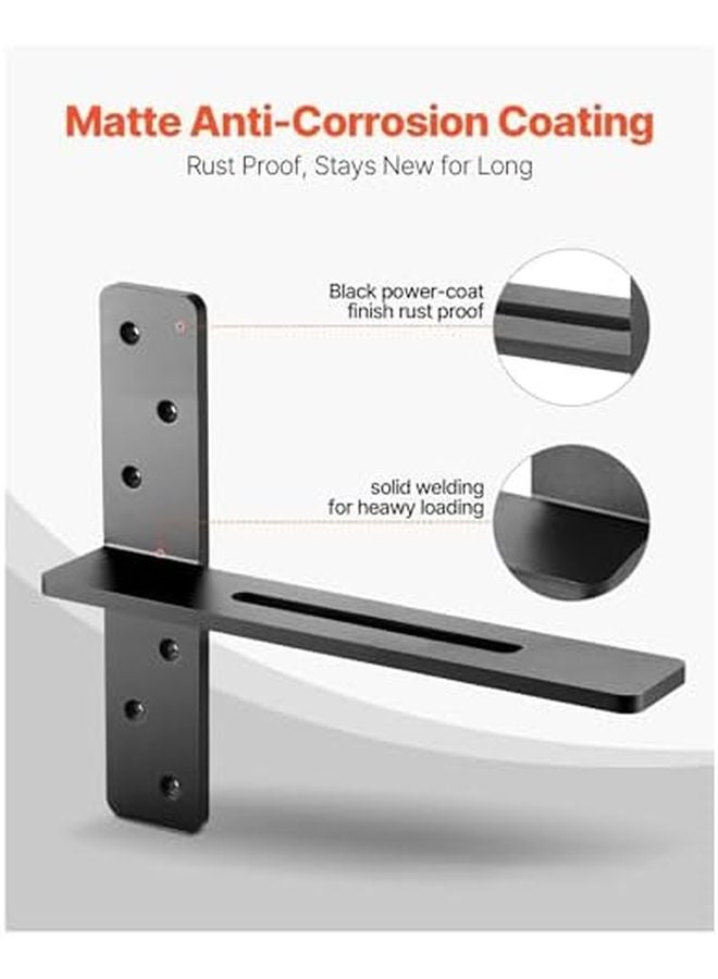 Heavy Duty 14 Inch Floating Shelf Brackets 2 Pack T Shaped Steel Concealed Supports - Image 5