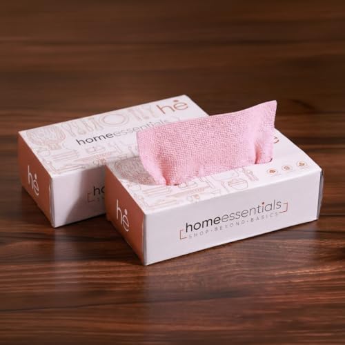 Shop Home Essentials HomeEssentials Reusable Microfiber Cleaning and Drying Wipes, Pack of 20 (Pink) Lint Free Cloth, Washable All Purpose Wash Cloth for Kitchen, Car, House, Office (Pink, 2 Boxes) - Image 1