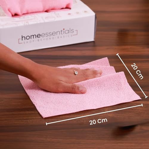 Shop Home Essentials HomeEssentials Reusable Microfiber Cleaning and Drying Wipes, Pack of 20 (Pink) Lint Free Cloth, Washable All Purpose Wash Cloth for Kitchen, Car, House, Office (Pink, 2 Boxes) - Image 2