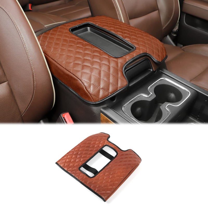 Hoolcar Armrest Pad Cover Center Console Lid Cover for 20142017 Chevrolet Silverado GMC Sierra Leather Console Replacement Brown