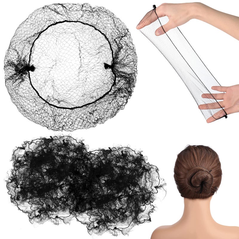 400 Pcs Hair Nets for Women Hair Nets for Food Service Invisible Elastic Edge Mesh 20 Inches Ballet DanceBlack