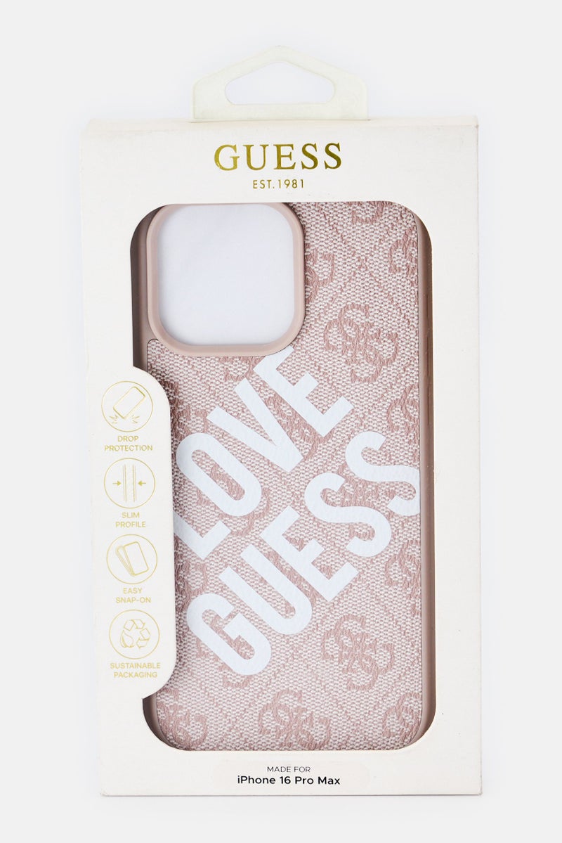 GUESS iPhone 16 Pro Max Brand Logo Protective Case, Pink - Image 2
