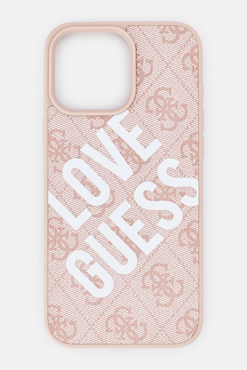 GUESS iPhone 16 Pro Max Brand Logo Protective Case, Pink - Image 1