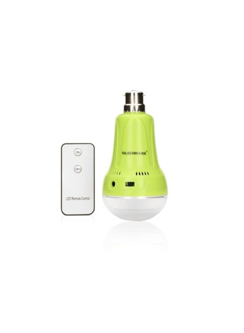 Olsenmark 5W Rechargeable Led Bulb With Remote - Portable Design With B22 Base Type | Solar Socket | 2400Mah