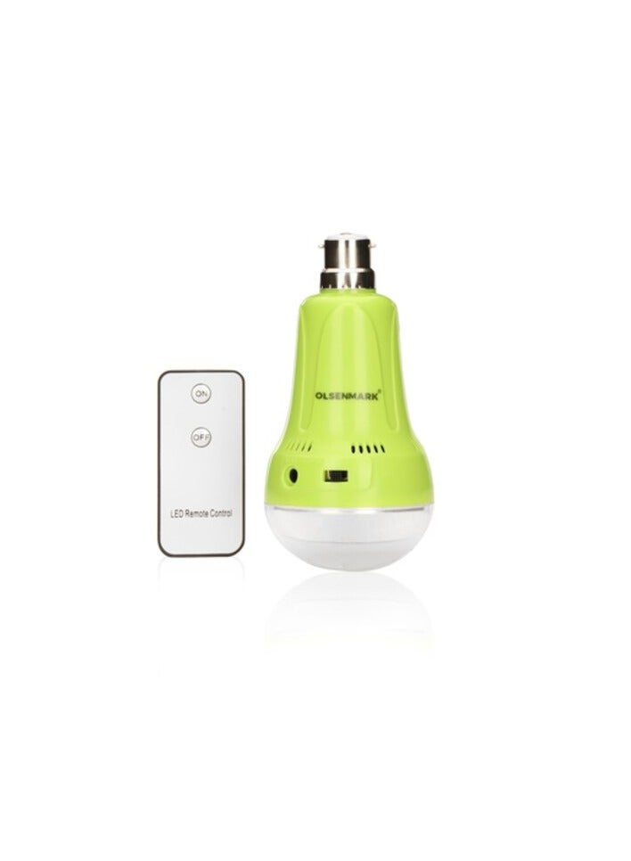 Olsenmark 5W Rechargeable Led Bulb With Remote - Portable Design With B22 Base Type | Solar Socket | 2400Mah