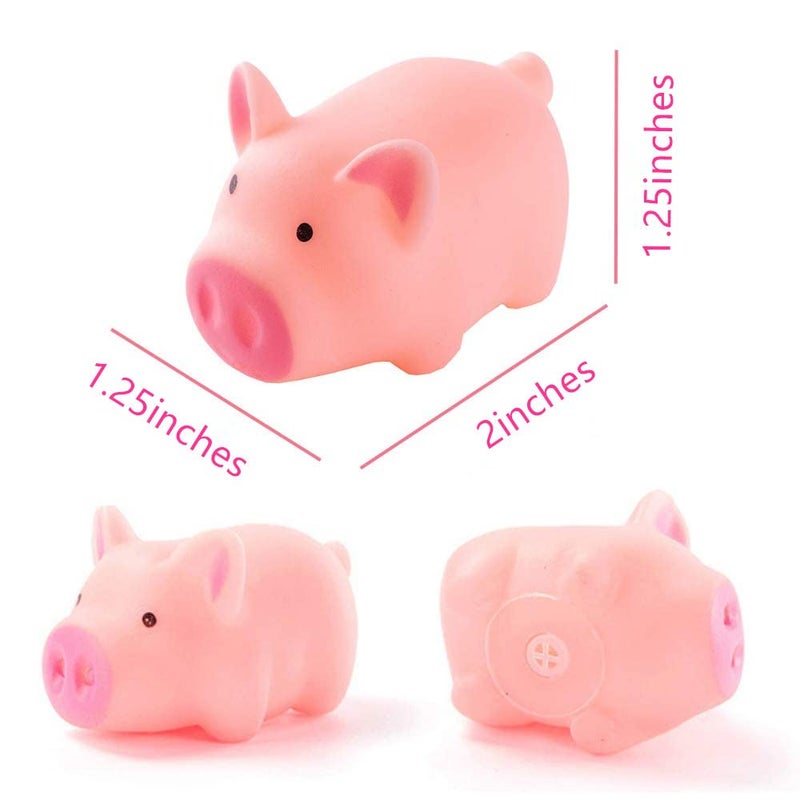 POPLAY HAKACC 20 PCS Mini Squishies Pig Bath Toys, Pink Rubber Squeaky Baby Bathtub Toys for Baby Shower Party Favors - Image 2