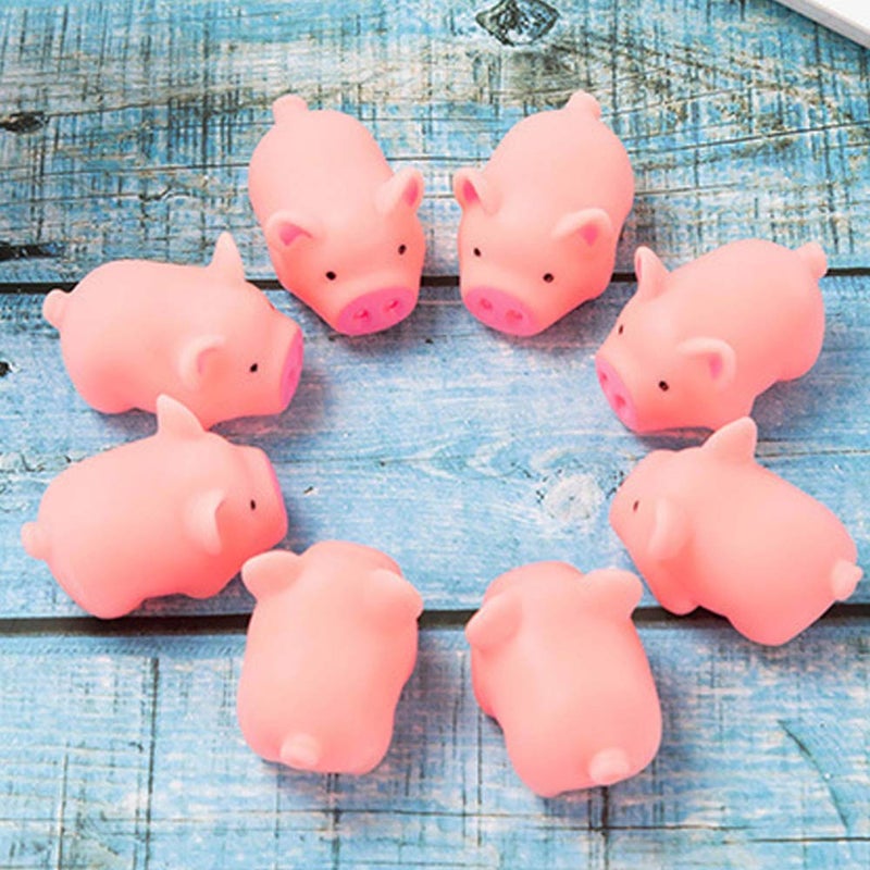 POPLAY HAKACC 20 PCS Mini Squishies Pig Bath Toys, Pink Rubber Squeaky Baby Bathtub Toys for Baby Shower Party Favors - Image 5