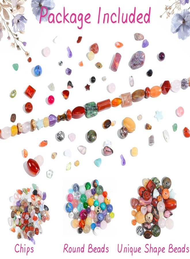 Clearain Beads for Jewelry Making, 450pcs Mixed Natural Stone Beads Bulk for DIY Bracelet Earrings Necklace Multicolor Cris Beads - Image 2