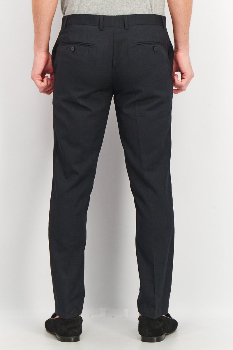 SELECTED Men Slim Fit Plaid Regular Dress Pants, Black  - Image 3