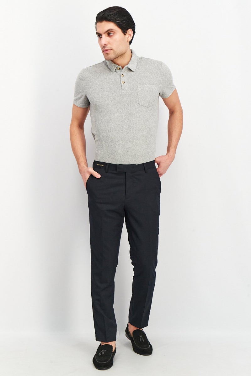 SELECTED Men Slim Fit Plaid Regular Dress Pants, Black  - Image 2