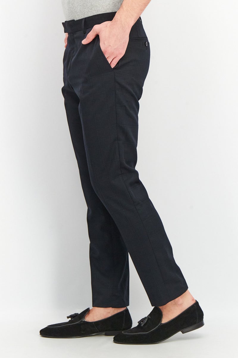 SELECTED Men Slim Fit Plaid Regular Dress Pants, Black  - Image 4