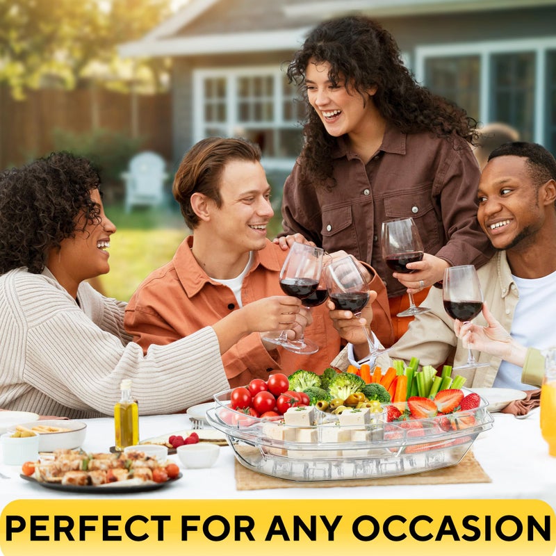 Benicci Premium Chilled Serving Tray for Parties - 15"" Ice Chilled Party Platter w/Lid & Dip Holder - Functional Cold Dish w/ 4 Compartments - Perfect for Fruits  Veggies  Shrimp Cocktail - Keeps Food Cool - Image 5