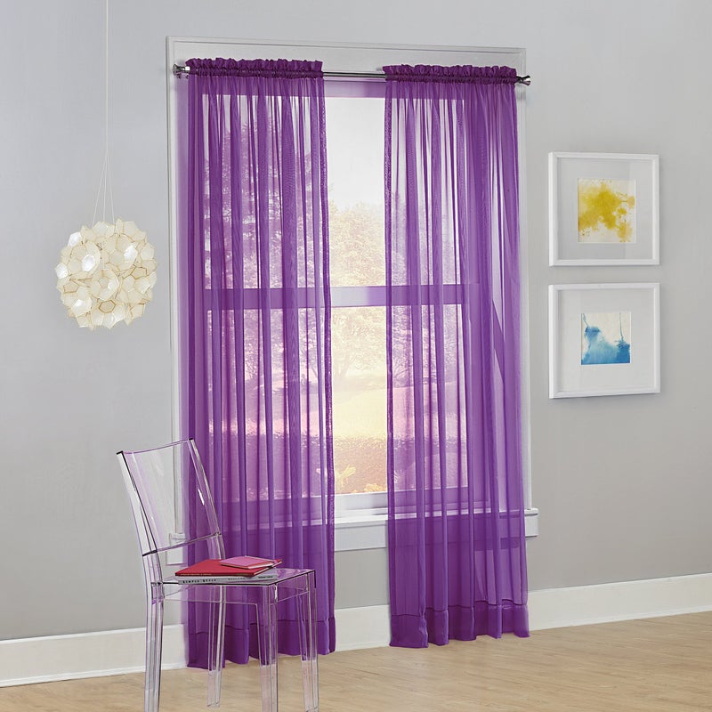 No. 918 No 918 Calypso Sheer Voile Rod Pocket Curtain Panel 59 x 84 Purple - Image 1