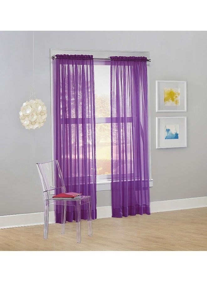 No. 918 No 918 Calypso Sheer Voile Rod Pocket Curtain Panel 59 x 84 Purple - Image 3