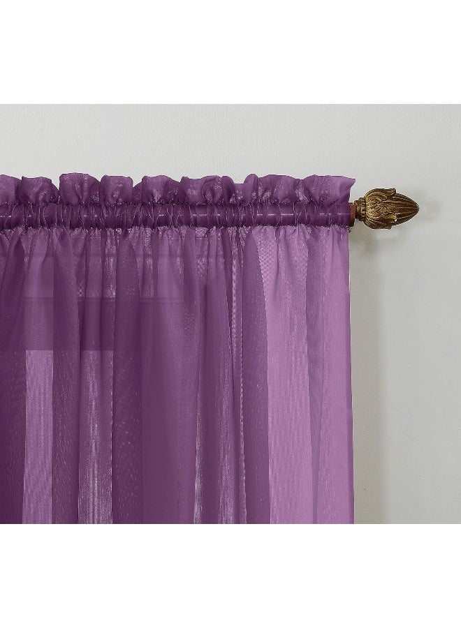 No. 918 No 918 Calypso Sheer Voile Rod Pocket Curtain Panel 59 x 84 Purple - Image 5