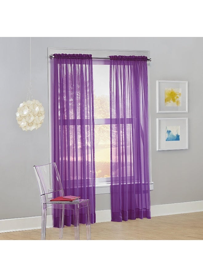 No. 918 No 918 Calypso Sheer Voile Rod Pocket Curtain Panel 59 x 84 Purple - Image 4