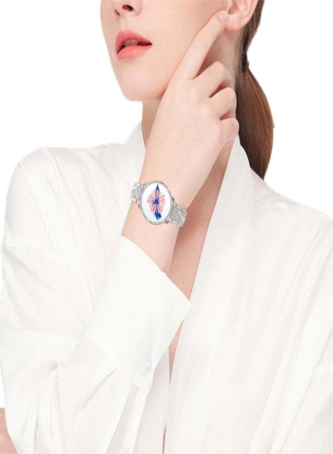 Mosonio Compatible with Samsung Galaxy Watch 7 Band 40mm, 20mm Bling Jewelry Metal Band with 40mm Cover Case for Women for Galaxy Watch 7（Silver,40 mm） - Image 5