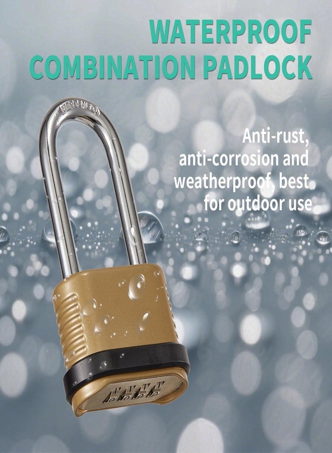 CINCINNO قفل مركب عالي التحمل من سينسينو، قفل مركب مكون من 4 أرقام مع قيد طويل، قفل مركب مقاوم للعوامل الجوية للاستخدام الخارجي، عبوة من 4 قطع - Image 4