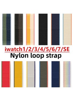 Generic Suitable For Iwatch1-s9 Strap Light Mint/Ocean Blue Nylon Loop Velcro Wristband For Apple Watch Strap-Color:Color 122# Ocean Blue-Specifications:38/40/41mm  - Image 3