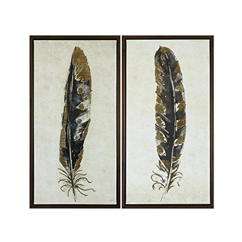 Urban Habitat Urban Habitat Gilded Feathers 2 Piece Set Wall Art Gold Foil Canvas Modern Contemporary Global Inspired Painting Living Room Accent Dcor BlackGold 1675 x 3175 Yellow 