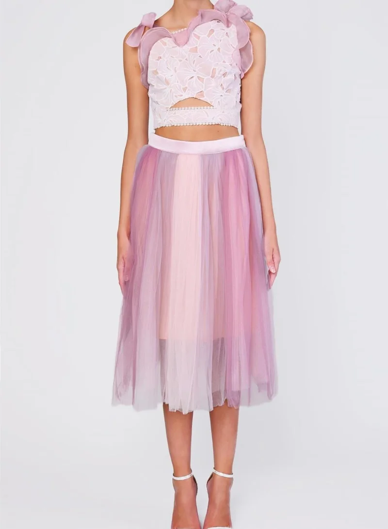 Joy Lilac Ombre Tulle Midi Skirt