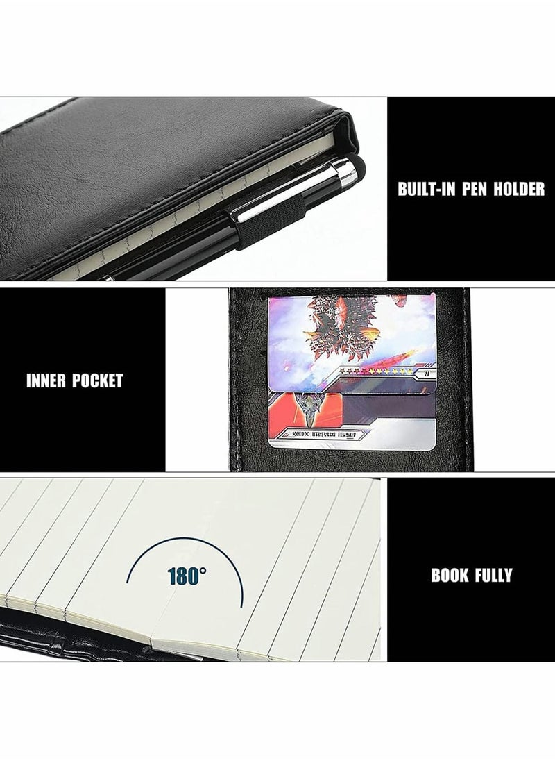 Excefore - Mini Pocket Notepad Set, 14 x 9 CM Pocket Notepad Holder with Metal Pen, 50 Lined Sheets, Notepad for Business Professionals - Image 1