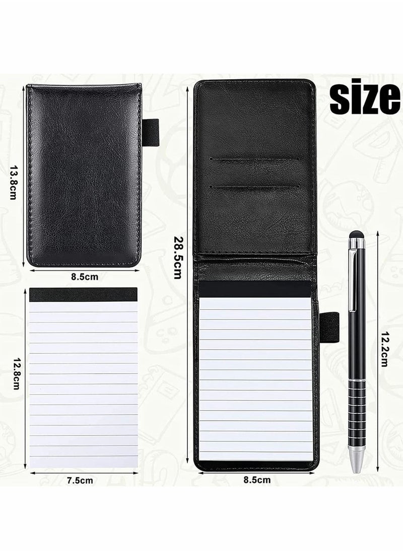 Excefore - Mini Pocket Notepad Set, 14 x 9 CM Pocket Notepad Holder with Metal Pen, 50 Lined Sheets, Notepad for Business Professionals - Image 1