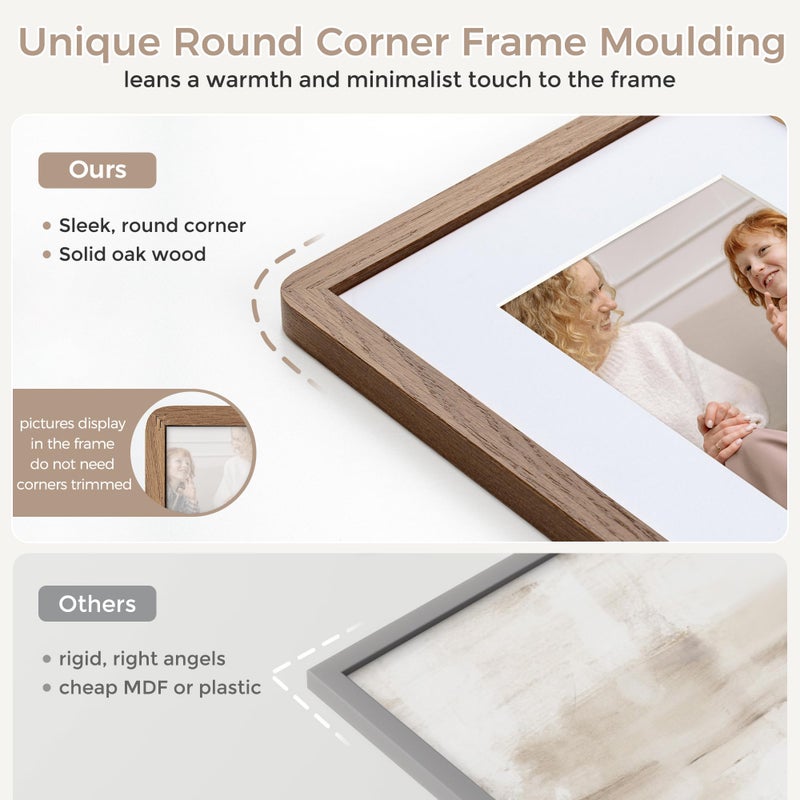 FLYJOE 22x28 Poster Frame | Solid Oak Wood Picture Frame With Mat For 18x24 | Tempered Glass and Hanging Hardware Included | Puzzle Frame (Walnut, 1 Pack) - Image 4