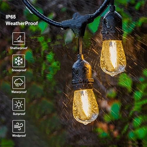 Svater Outdoor String Lights Led 105FT, Commercial Grade Patio Light with 1W Dimmable S14 Shatterproof Bulbs, ETL Listed Heavy-Duty Outside Waterproof Cafe Bistro Market Lighting Warm White - Image 2