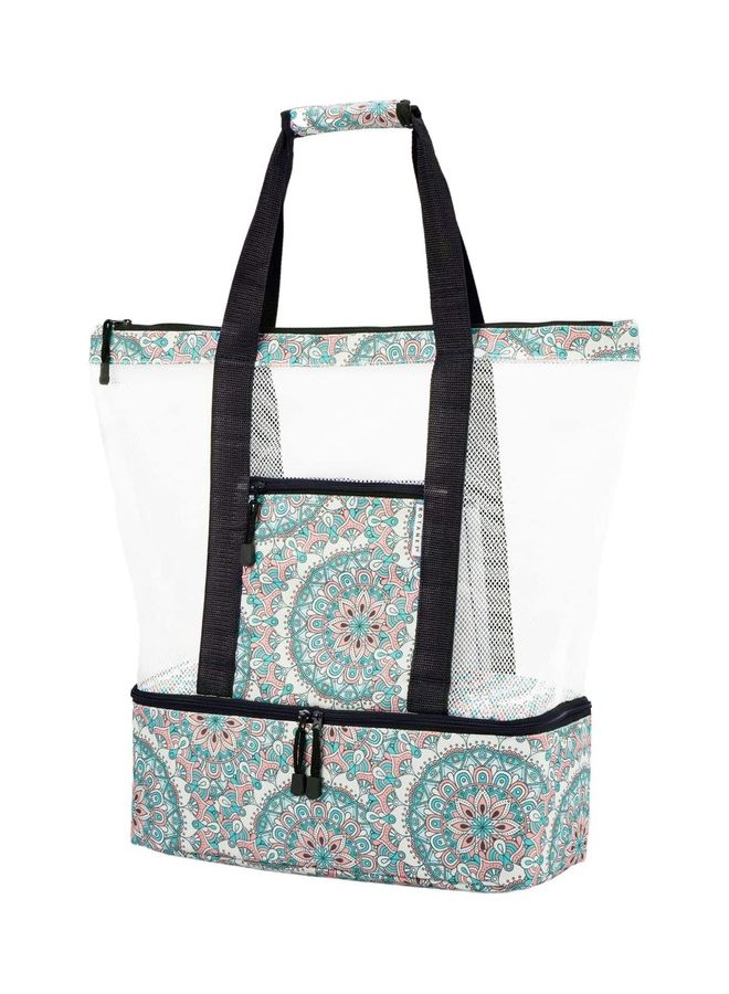 NIBEMINENT Mesh Beach Picnic Bag With Insulated Cooler Compartment - Image 1
