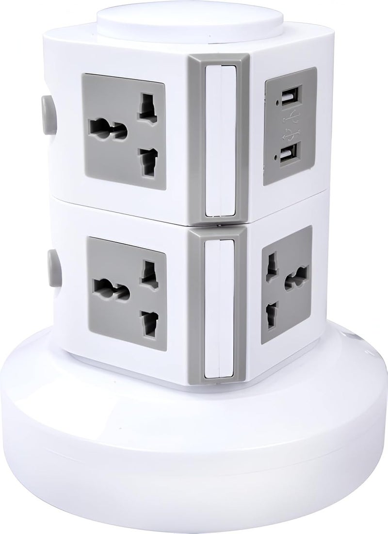 برج الطاقة العمودي العالمي مع سلك تمديد بطول 2.5 متر ومنافذ USB - Image 1