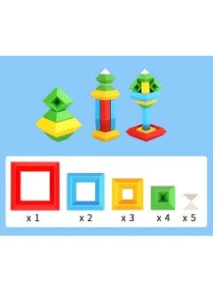 Generic 15-PCS Ever-Changing Building Block Tower Building Block Assembly Toy Building Block Pyramid  - Image 1