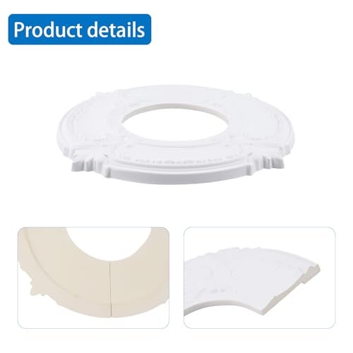 INCREWAY Split Design 12 Inch Ceiling Medallion for Lights & Fans - 5 Inch Cutout, Detachable PU Segments, Easy Install, White Ceiling Plate Decor - Image 3