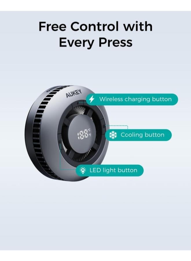 AUKEY MagFusion GameFrost Qi2 Active Cooling Wireless Charging Pad LC-G10 Grey - Image 4