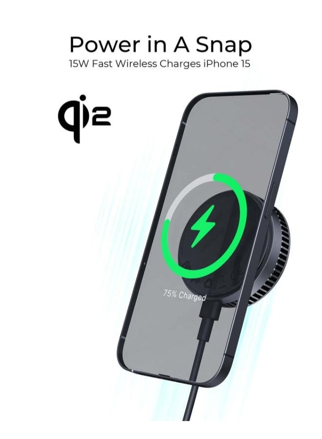 AUKEY MagFusion GameFrost Qi2 Active Cooling Wireless Charging Pad LC-G10 Grey - Image 2