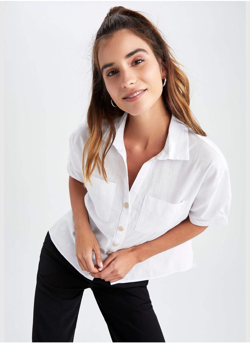 DeFacto - Oversized Fit Linen Look Long Sleeve Shirt - Image 1