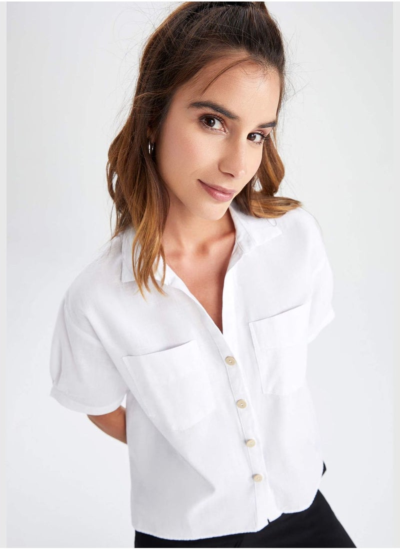 DeFacto - Oversized Fit Linen Look Long Sleeve Shirt - Image 1
