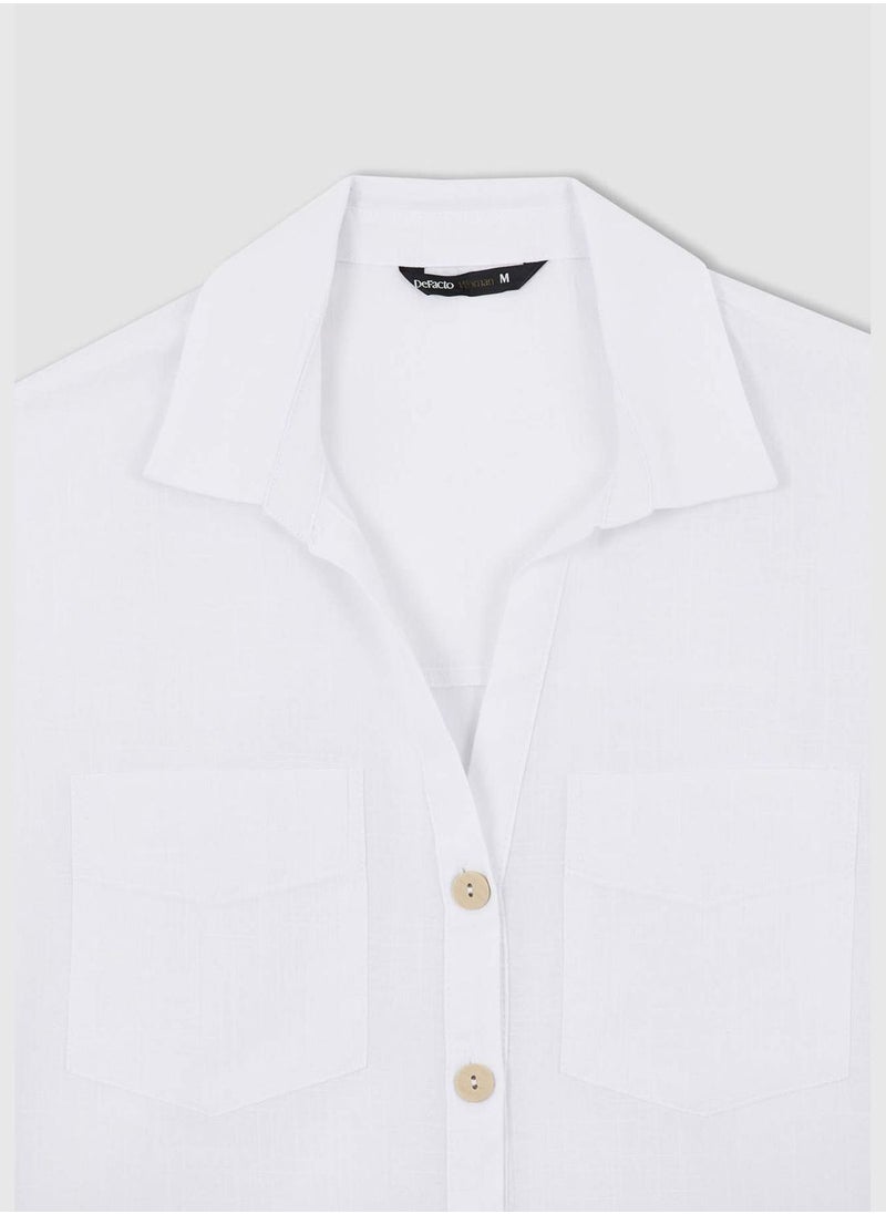 DeFacto - Oversized Fit Linen Look Long Sleeve Shirt - Image 1