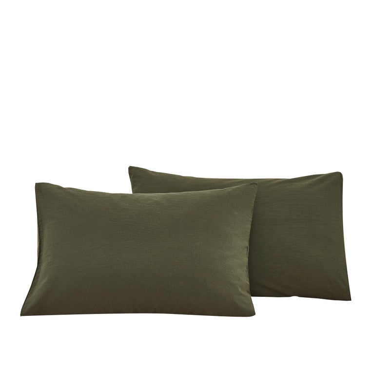 ECOCOTT 2 Pack Pillowcase Queen Size with Army Green Pillow Cases Set  100% Cotton Queen Pillow Covers Envelope Closure (Queen  20""x30"") - Image 1