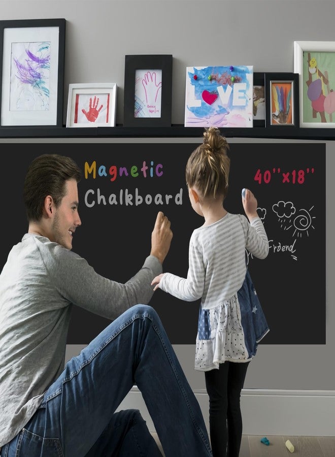 YOUNGJQ Magnetic Chalkboard Contact Paper for Wall 40" x 18" Self Adhesive Blackboard Wallpaper Peel and Stick Wall Decal with Starter Kit for Home Playroom Classroom - Image 4