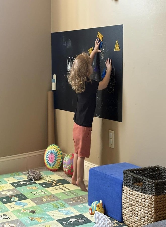 YOUNGJQ Magnetic Chalkboard Contact Paper for Wall 40" x 18" Self Adhesive Blackboard Wallpaper Peel and Stick Wall Decal with Starter Kit for Home Playroom Classroom - Image 2